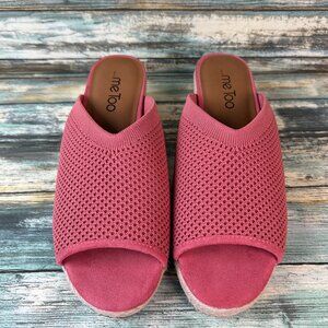 Me Too Espadrille Sandal Womens 8.5 Coral Pink Wedge Heel Open Toe Mules Slides